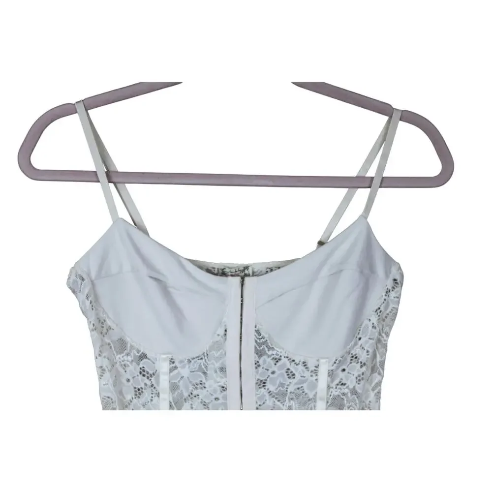 NWT Free People X Intimately Ivory Lace Night Rhythm Mesh Corset Bodysuit Size M